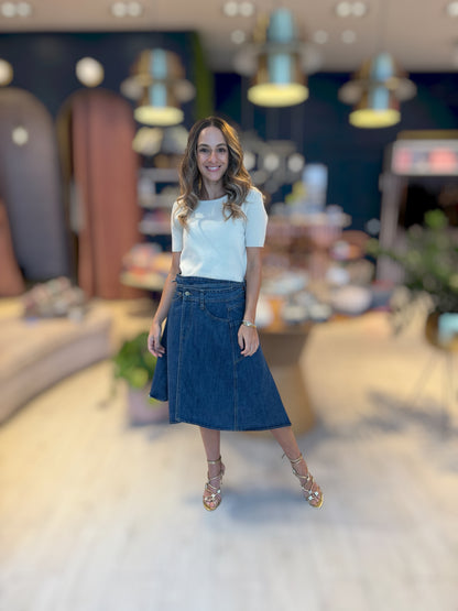 Denim cross cross skirt