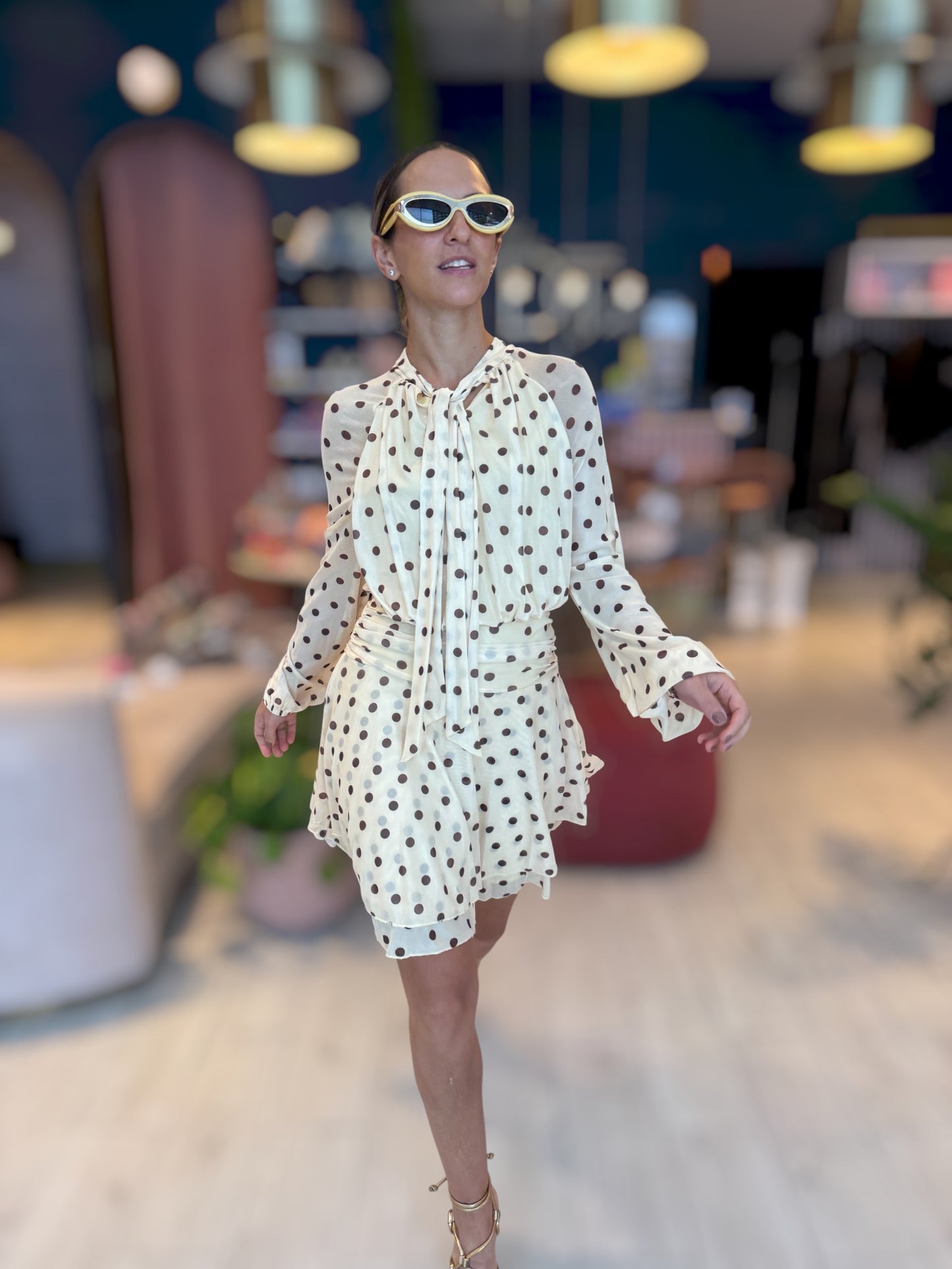 Butter yellow Polka dots dress