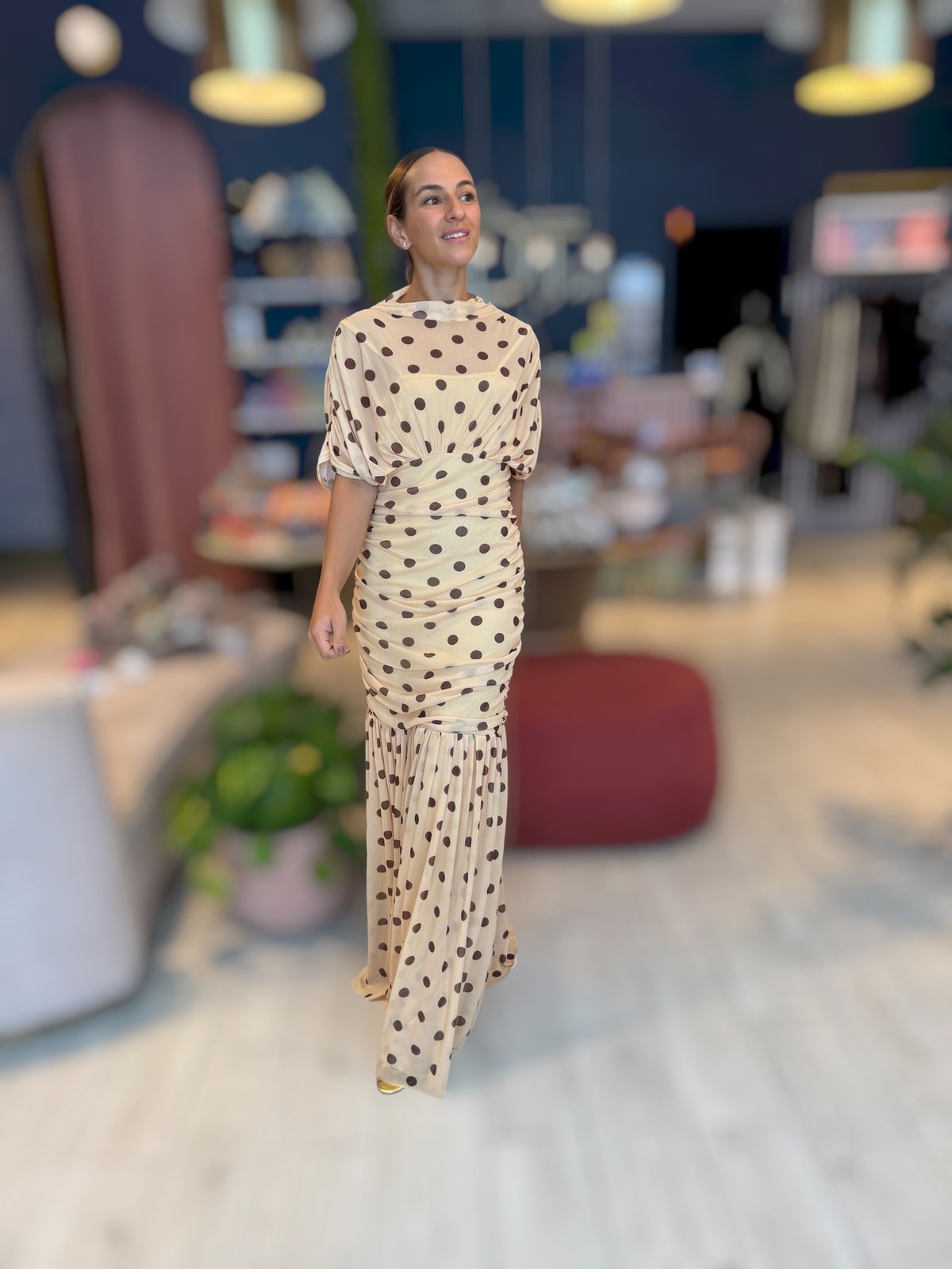 Butter yellow polka dots dress