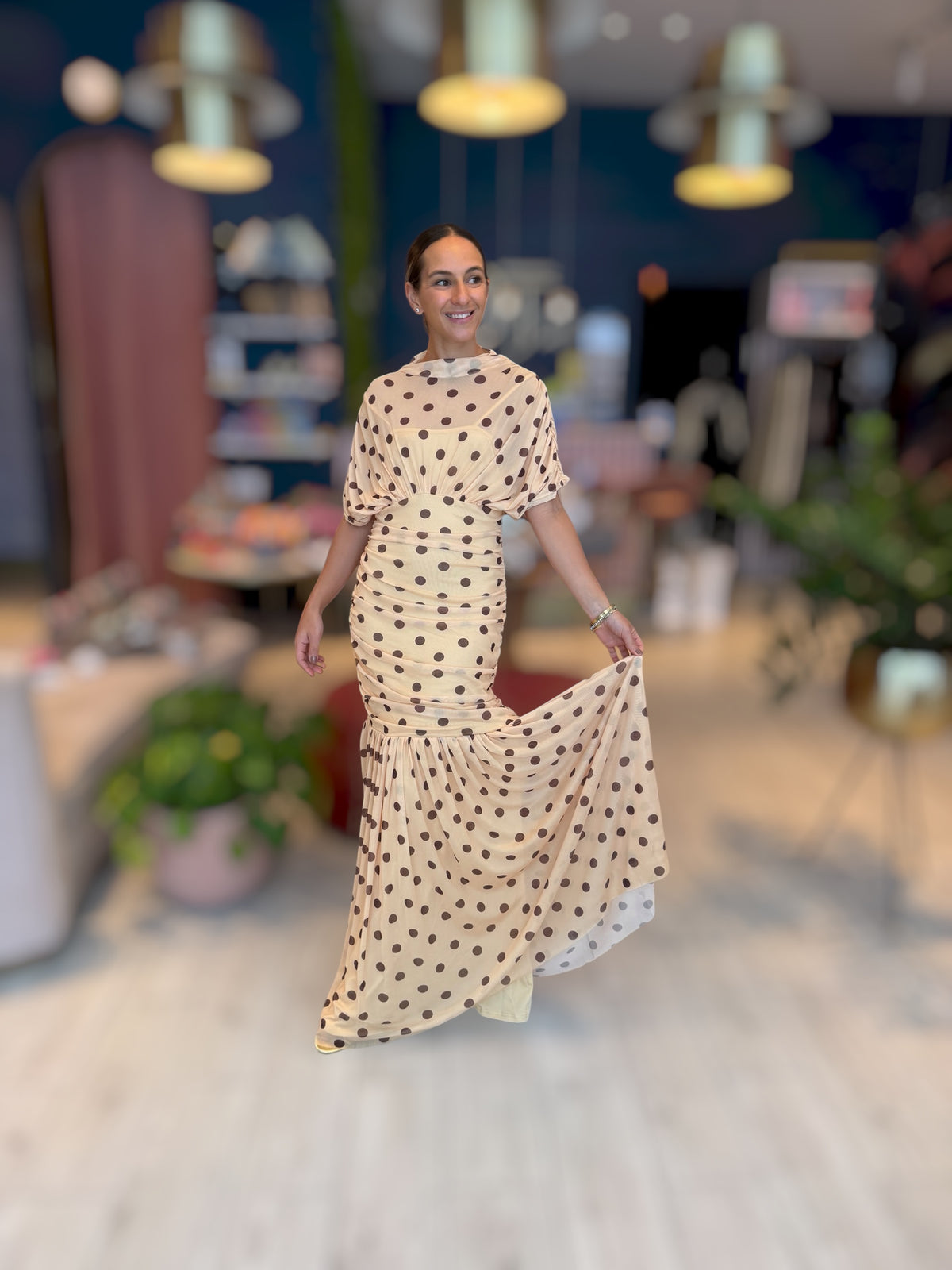 Butter yellow polka dots dress