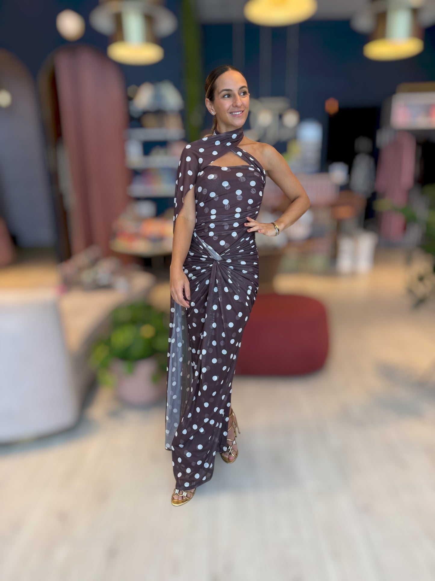Coffee polka Dress