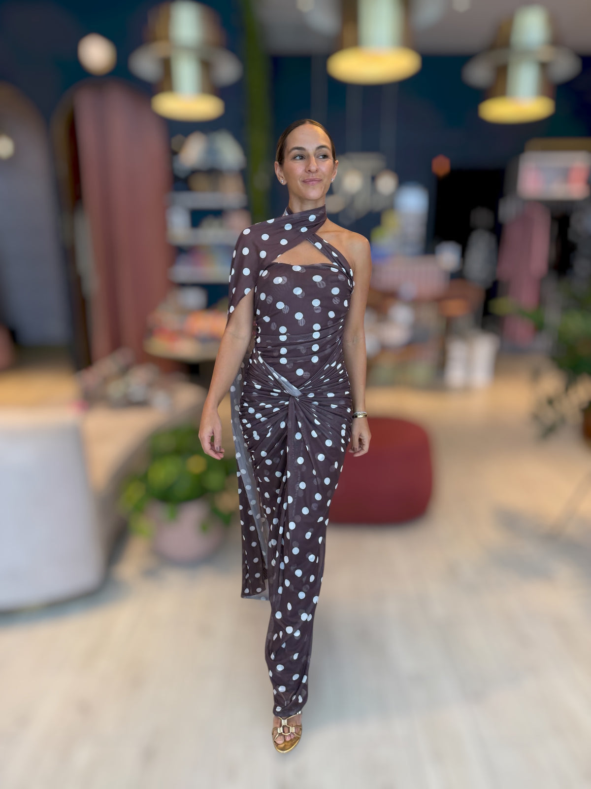 Coffee polka Dress