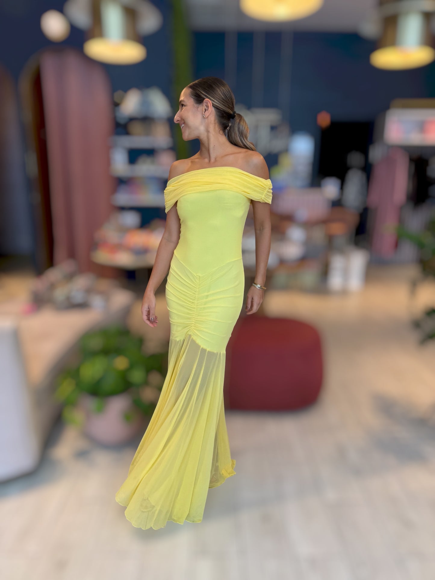 Butter yellow chocker dress