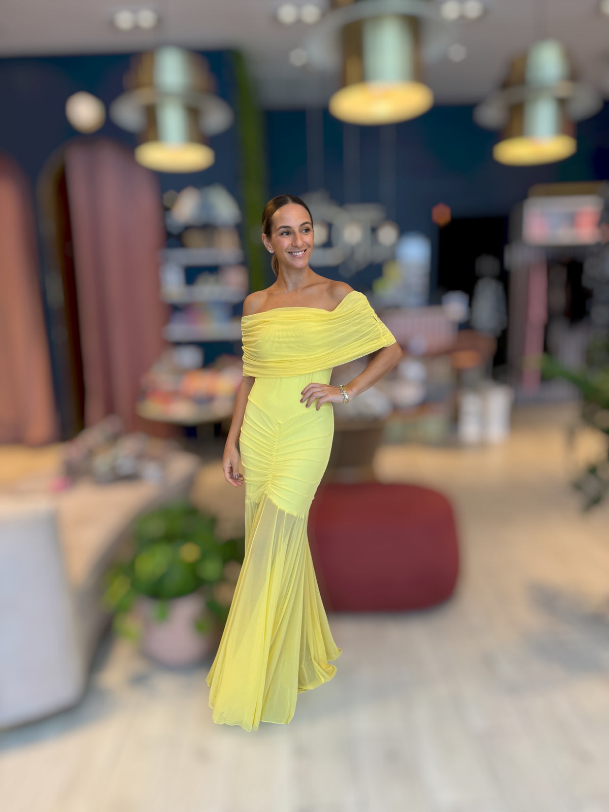 Butter yellow chocker dress