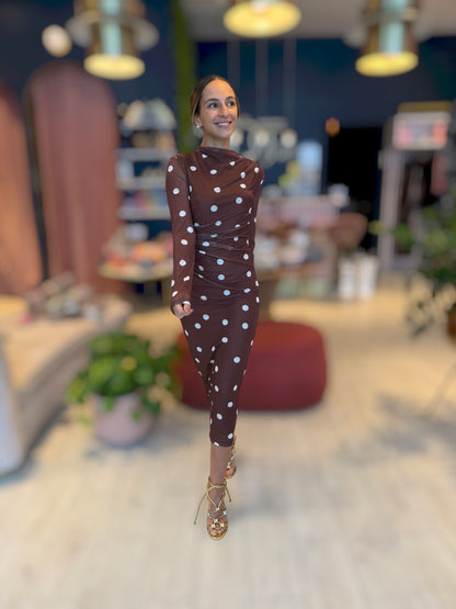 Brown polka dots dress