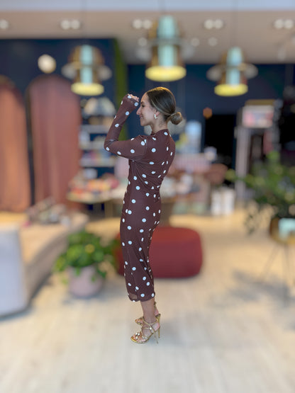 Brown polka dots dress