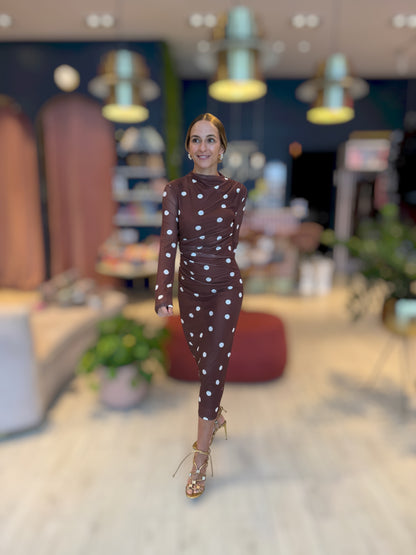 Brown polka dots dress