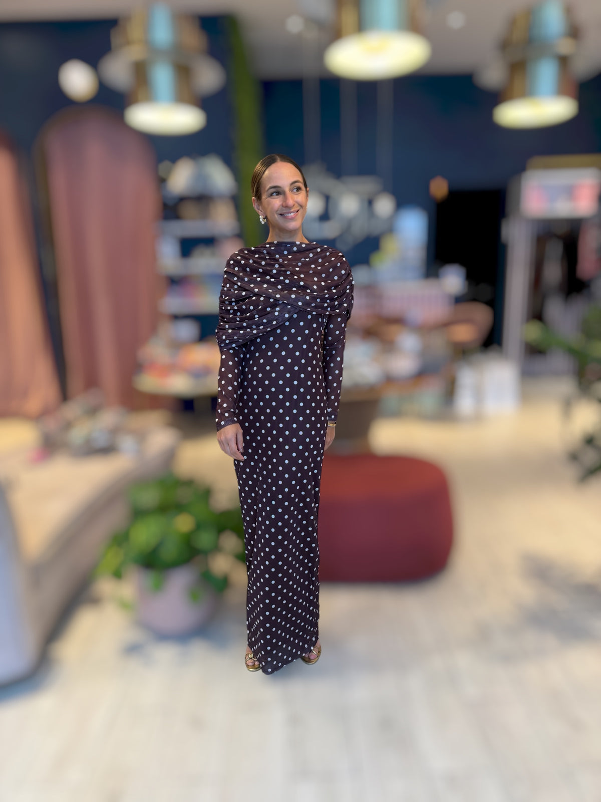 Brown polka Dress