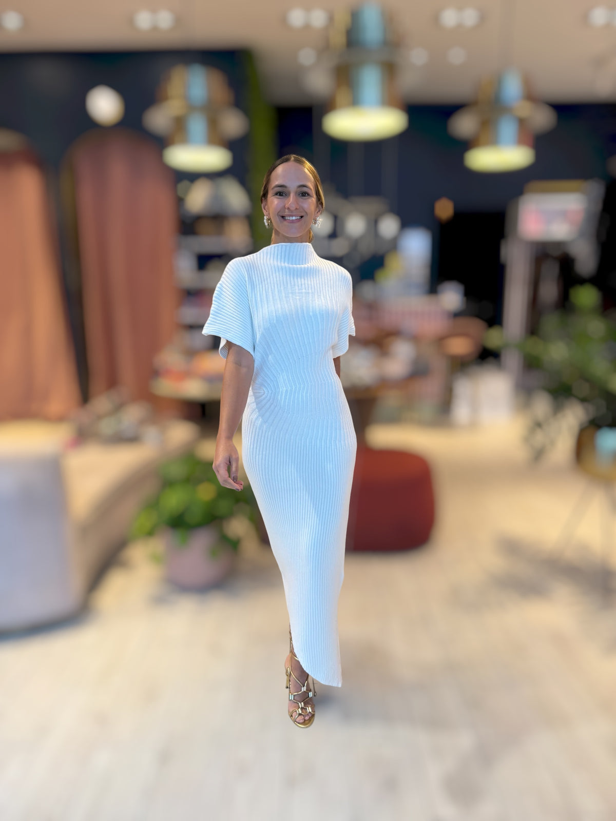 Ribbed white dress