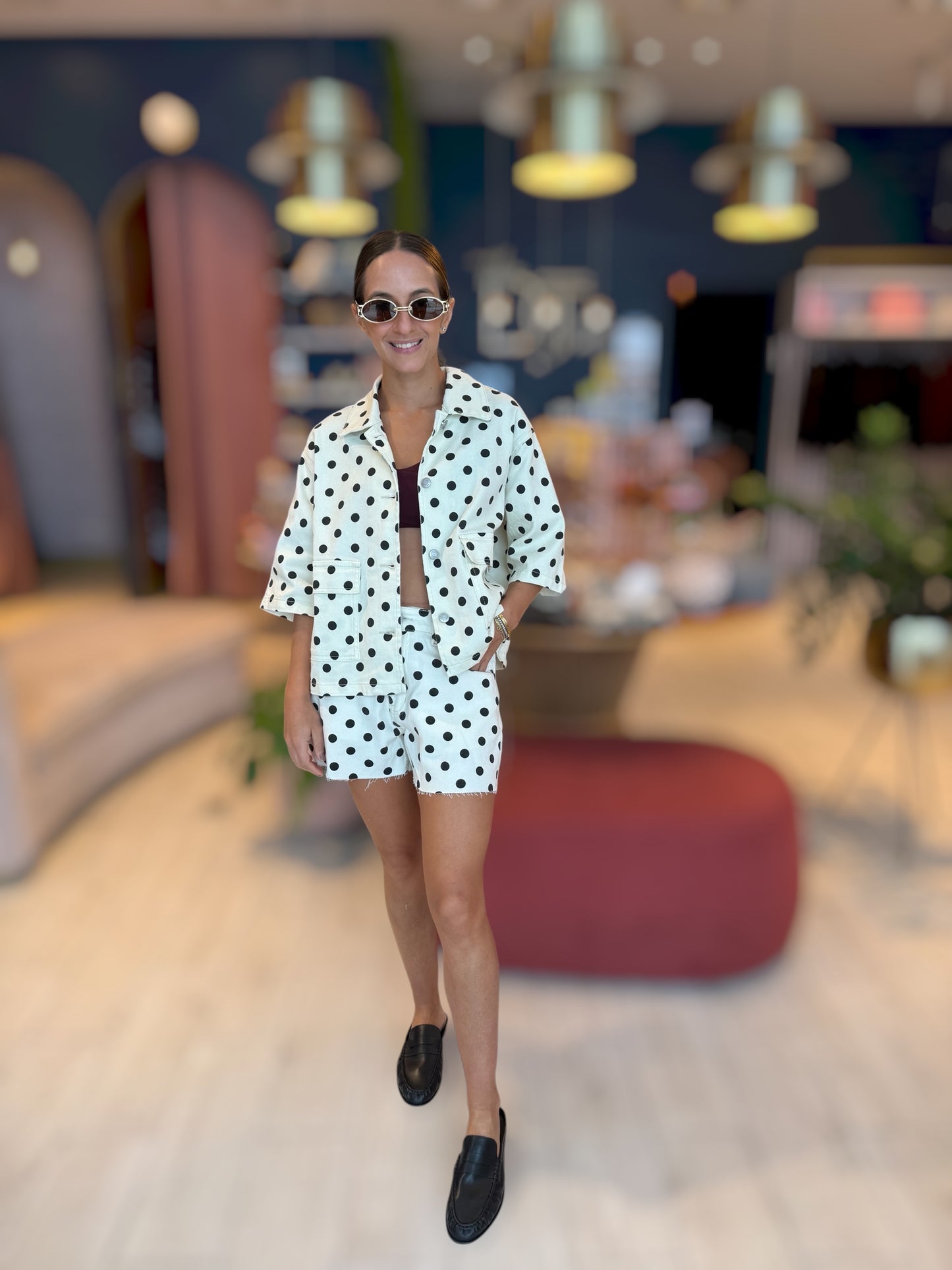 Polka dots denim set