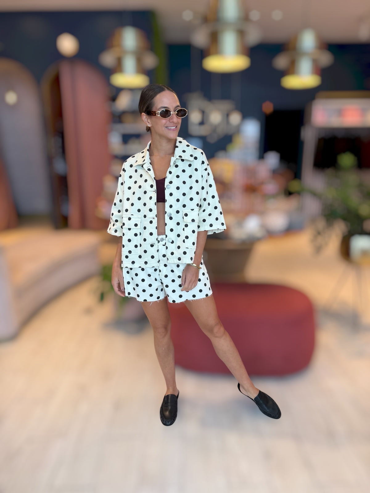 Polka dots denim set