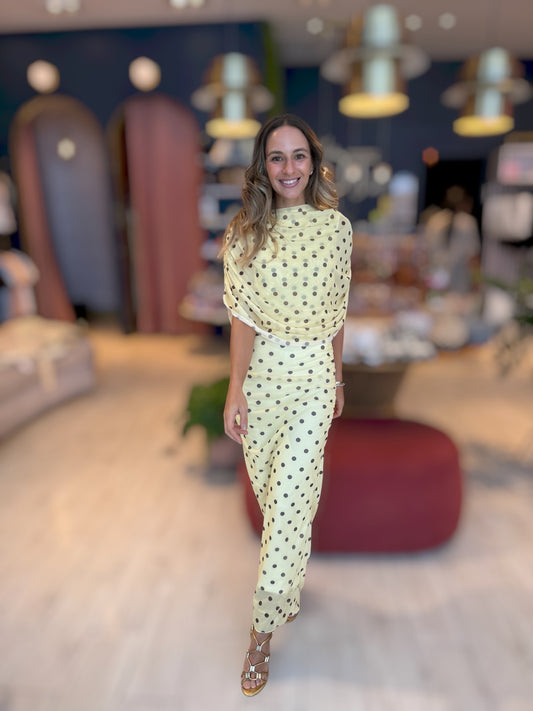 Butter yellow polka dots dress