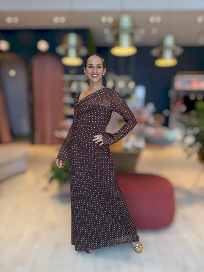 Brown polka dots dress