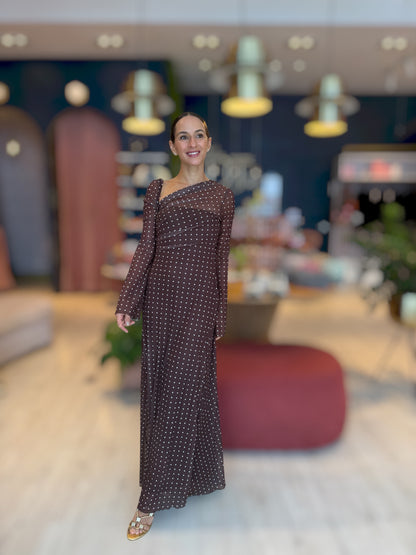 Brown polka dots dress