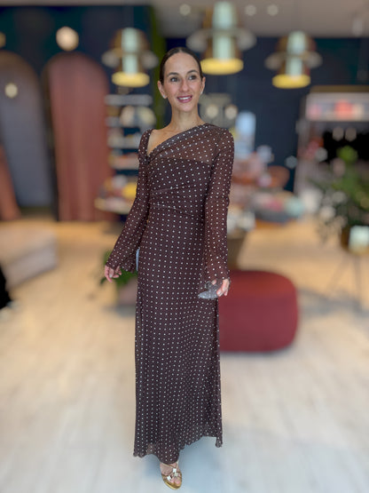 Brown polka dots dress