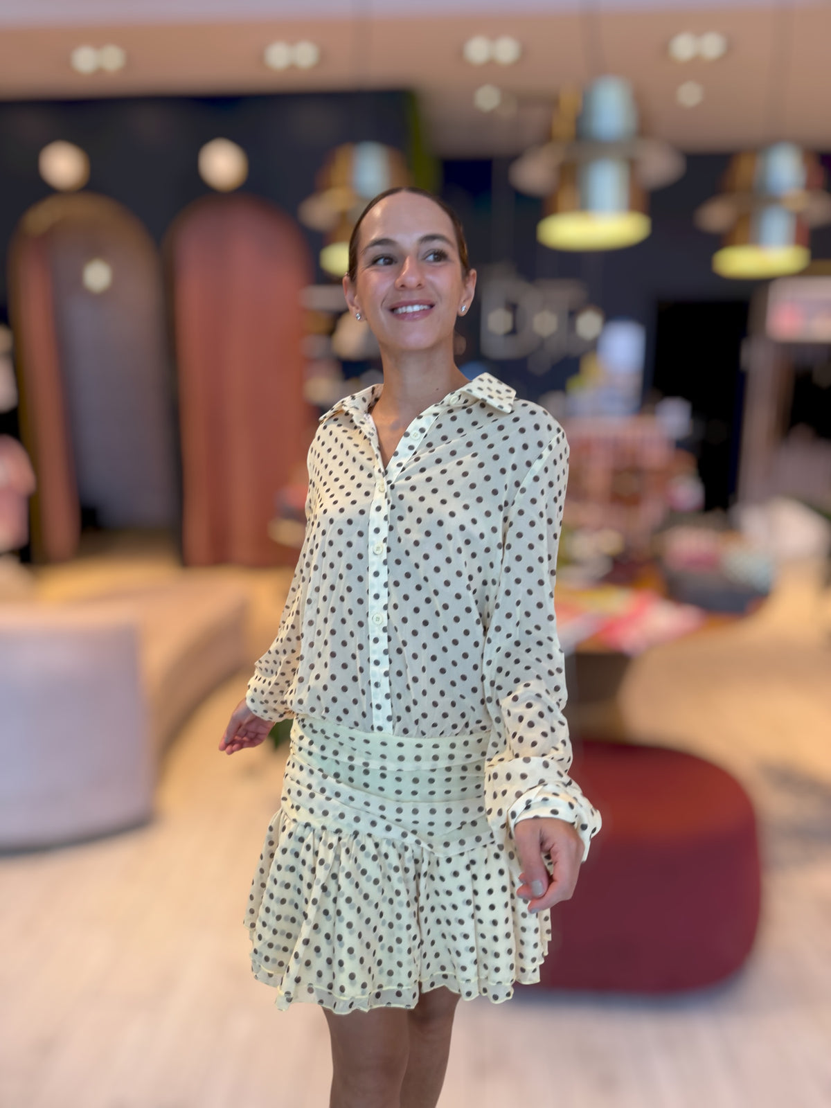 Butter yellow polka dots dress