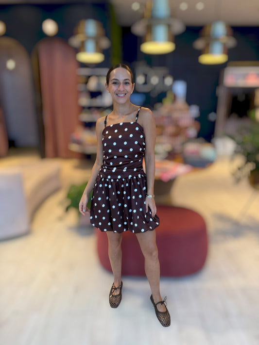 Polka dots Brown bubble dress