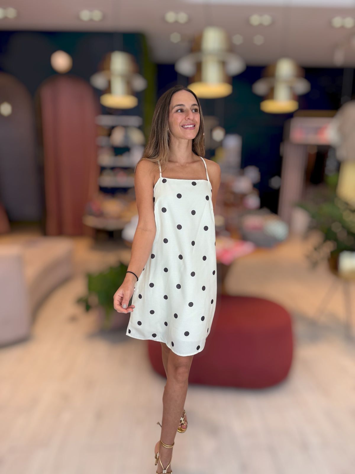White polka dots dress
