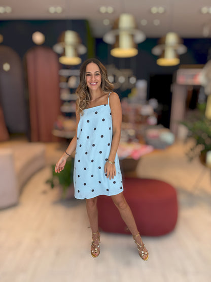 Light Blue polka dots dress