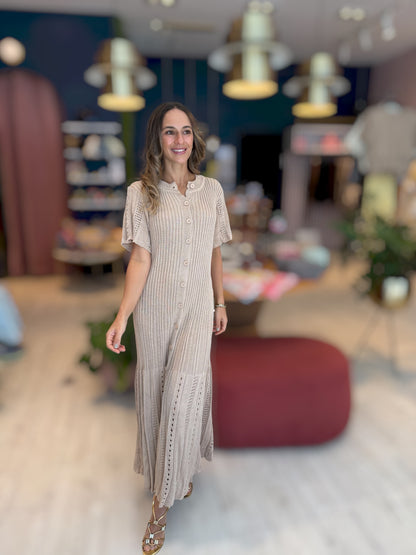 Nude croché Positano Dress