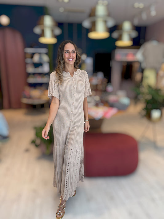 Nude croché Positano Dress