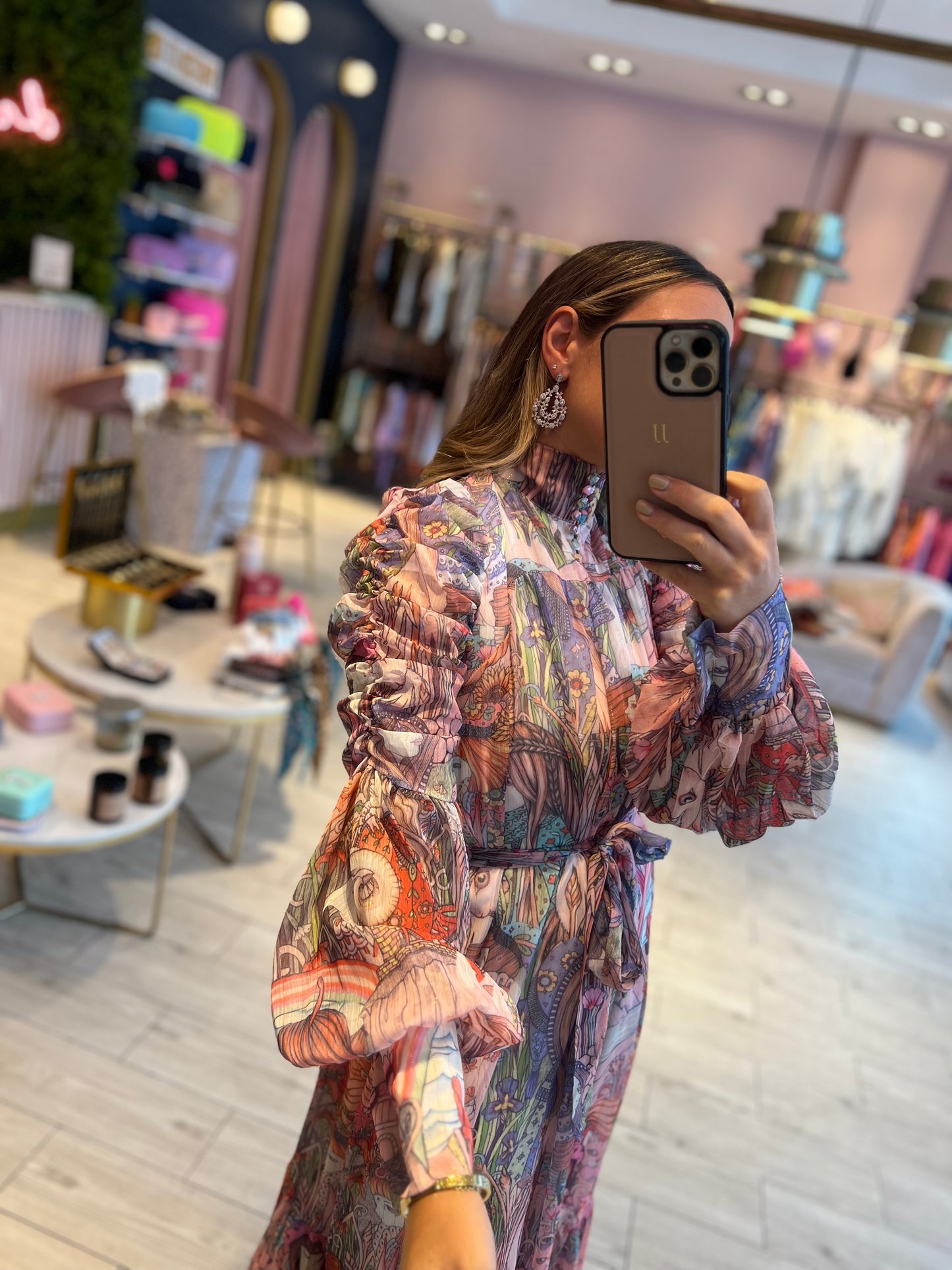 Maxi puffy printed dress