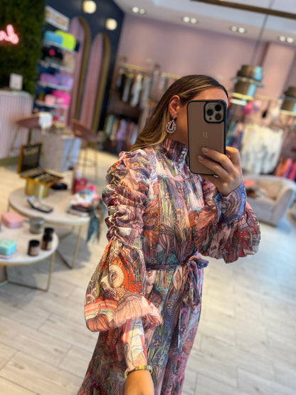 Maxi puffy printed dress