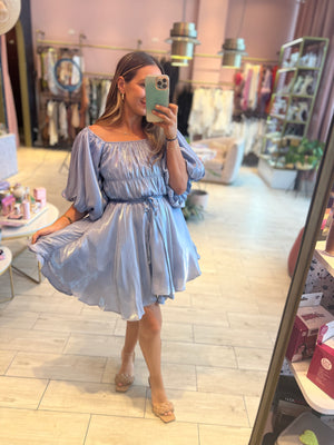 Slate puffy silky dress