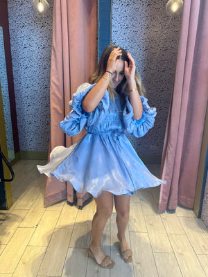 Slate puffy silky dress
