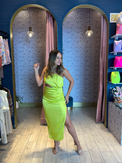 Lime cut out dress