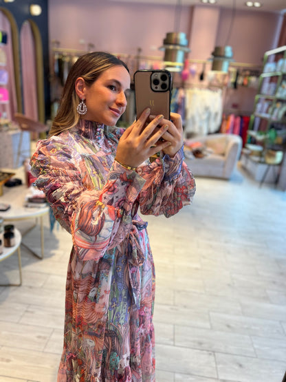 Maxi puffy printed dress