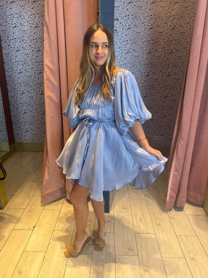 Slate puffy silky dress