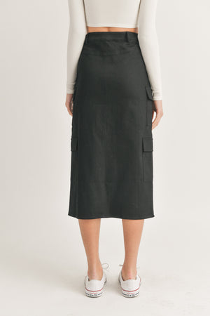 Black cargo maxi skirt