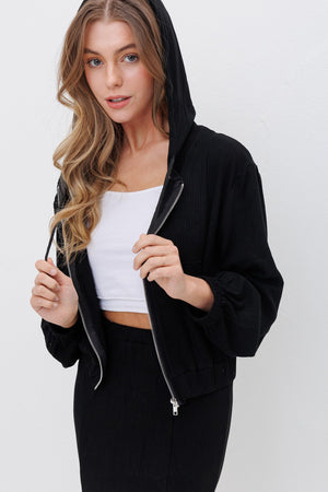 Black flare skirt & hoddie set