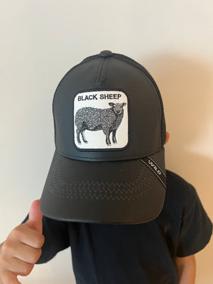 Black sheep leather hat for kids