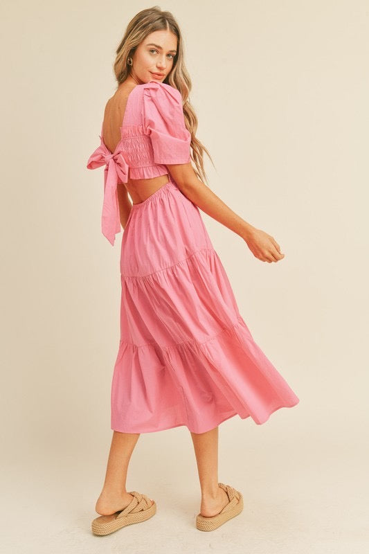 Pink smocked maxi dress