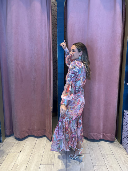 Maxi puffy printed dress