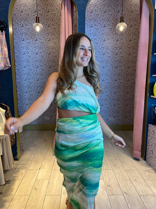 Tie dye cut out dress