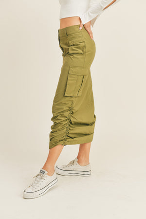 Olive cargo skirt