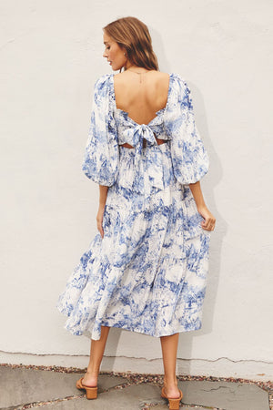 Toile puffy Slevee maxi dress