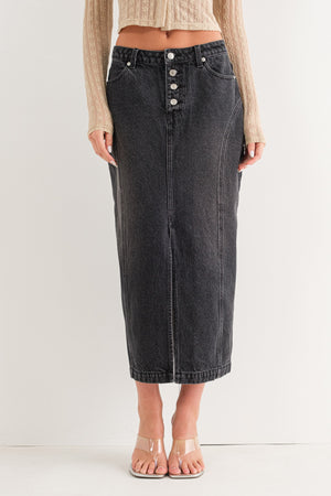 Black denim low waist skirt