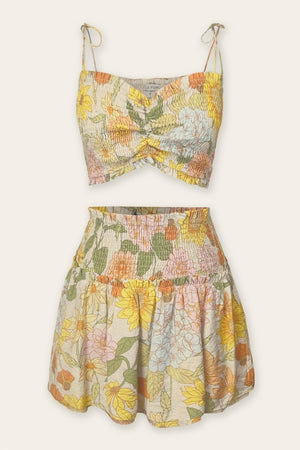 Botanical smocked skirt set