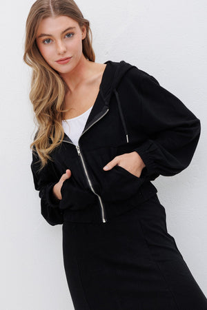 Black flare skirt & hoddie set