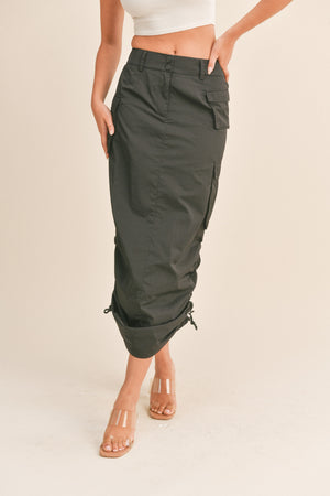 Black cargo skirt