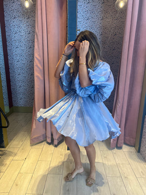 Slate puffy silky dress