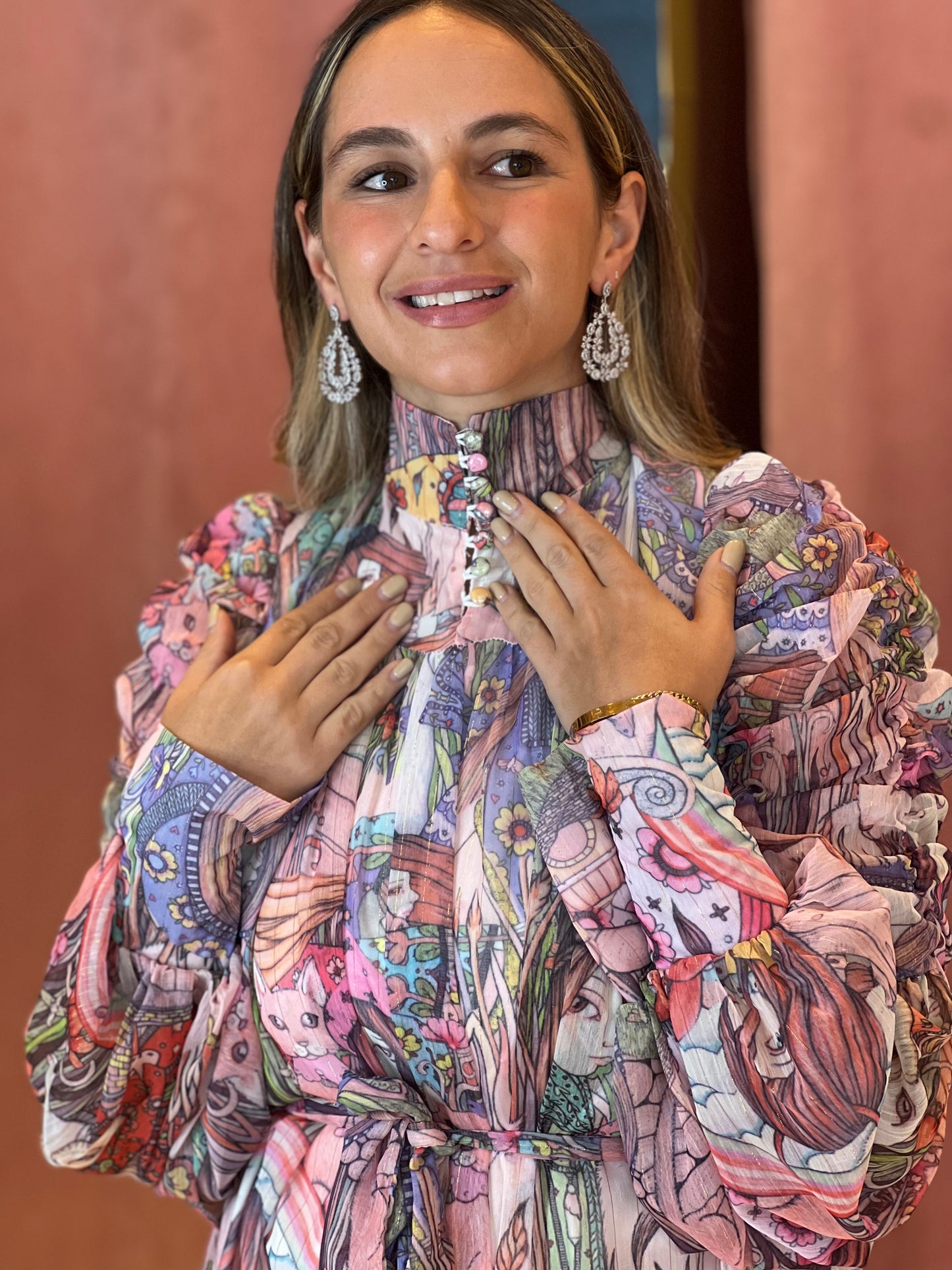 Maxi puffy printed dress