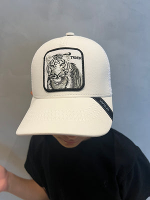 wild tiger leather hat for kids