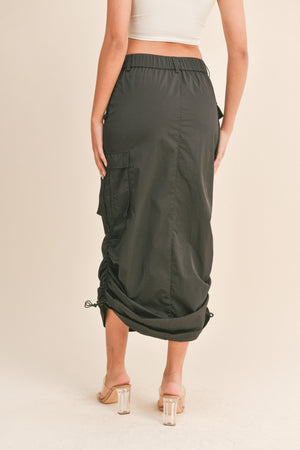 Black cargo skirt