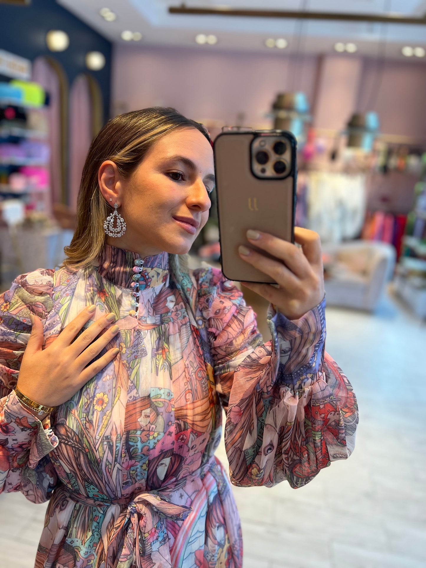 Maxi puffy printed dress