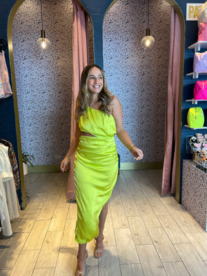 Lime cut out dress